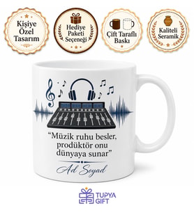 Müzik Prodüktörü Hediyesi Özel Tasarım Baskılı Porselen Kupa Bardak