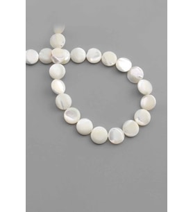 Sedef Doğal Taş Parlak Beyaz Daire Kesim 10X3mm Dizi [AA]
