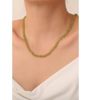 Zebercet Taşı Kolye (925 Ayar Gümüş Aparatlı) (Yeşil)