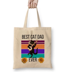 BEST CAT DAD Fathers Day Gift 2021 Bez Çanta Uzun Saplı