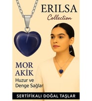 Sertifikalı Kalp Model Mor Akik Taşı Kolye – Huzur, Duygusal Denge ve İçsel Sakinlik (Çok Renkli)