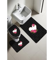 Modern Desenli Dijital Baskı 3’lü Banyo Paspas Takımı Yıkanabilir Kaymaz Tabanlı Klozet Takımı KLZ0031 (Çok Renkli)