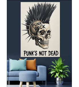 Mohawk Saçlı Punk Portre Dekoratif Kanvas - Mdf Ahşap Tablo