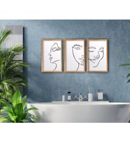 BK Home Banyo 3'lü El Yapımı Ahşap Çerçeveli Tablo-3