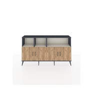 Arges Konsol 6 Raflı 4 Kapaklı 176x30x99 Antrasit-Çam/Aytaşı