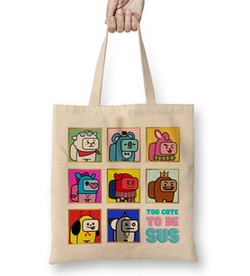 Among Us Bt21 Full Team Bts 01 Bez Çanta Uzun Saplı