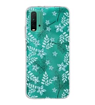 Xiaomi Poco M3 Uyumlu Kapak Floral Su Yeşili Tasarımlı Şeffaf Silikon Kılıf