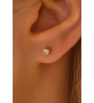 MOOM MÜCEVHERAT 14 Ayar Altın Tragus Küpe Sıvama TekTaş Vidalı