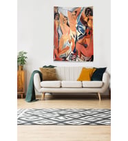 Multirenk Aynanın Karşısındaki Yansıma Leke Tutmaz Kadife Kumaş Duvar Örtüsü Duvar Halısı Tapestry (Somon)