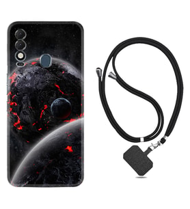 Tecno Spark 8T Kılıf Resimli Boyun Askılı İpli Desenli Silikon Series Dark World 1867