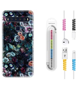 TCL 10L 10 Plus 10SE 20E 20SE 30SE L7 Kılıf Kablo Koruma Spiral Silikon Great Flowers 1304