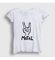 Presmono Kadın Beyaz Hand Sign Metal T-Shirt 314968tt (Beyaz)