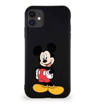 Apple iPhone 11 Soft Premier Kapak Mickey Mouse-E Tasarımlı Silikon Kılıf - Siyah (Şeffaf)