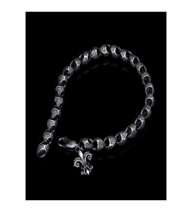 Fleur De Lys Zincirli Okside 925 Ayar Gümüş