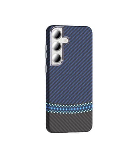 Galaxy S24 FE Kılıf M-safe Şarj Özellikli Karbon Fiber Görünümlü Gros Kapak Siyah-Lacivert