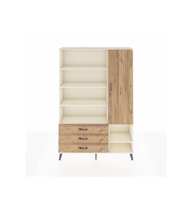 Arges Gardrop 9 Raflı 3 Çekmeceli Tek Kapaklı  132x30x195 Aytaşı-Çam