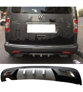 Vw Caddy Difüzör Difizör Gri + Kare Egzoz Görünüm C Tip