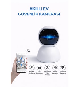 Akıllı WiFi Güvenlik Kamerası 360° Dönebilen Gece Görüşlü Çift Yönlü Sesli Mobil Uygulamalı cmr26