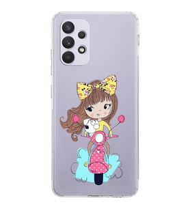 Samsung Galaxy A32  Kamera Korumalı  Kapak Vespagirl Tasarımlı  Şeffaf Kılıf