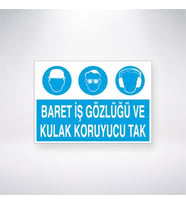 Baret, Gözlük ve Kulaklık Tak 21x28 Arkası Yapışkanlı Levha