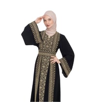 Zaytoon® Palestinian Traditional Palestinian Quadrangle Embroidered Streesli Women's Dress C100041 (Gold)