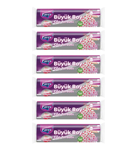 Premium 10'lu Büzgülü Çöp Torbası Çilek Kokulu Büyük Boy 65 x 70 cm Altılı Paket