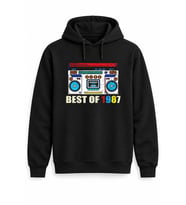 Best Of Radyo Kişiye Özel Yıl Baskılı Siyah Kapüşonlu Sweatshirt