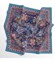 90 X 90 İpek Vual  İnce Eşarp - 03576 (Açık Mavi)