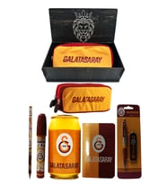 Galatasaray Orjinal Lisanslı Sarı Kutu Kalemtraş Ahşap Kutulu 6'lı Kırtasiye Seti (Kırmızı-Sarı-Geçişli)