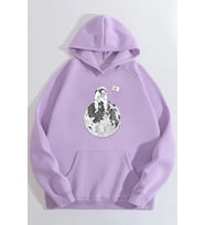 Unisex Astronot Baskılı Sweatshirt (Lila)