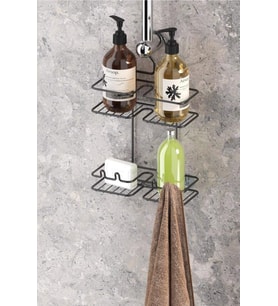 Geseus Duş Borusuna Asılabilir Kancalı Banyo Rafı Mat Siyah BK067-S