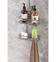 Geseus Duş Borusuna Asılabilir Kancalı Banyo Rafı Mat Siyah BK067-S