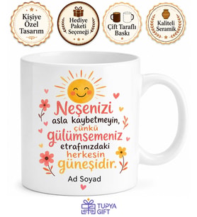 Neşe Kaynağı Yazılı Baskılı Kupa Bardak Hediye Porselen Mug Özel Tasarım