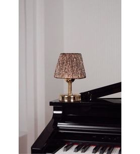 Modern Led Abajur Üst Kahverengi-Alt Parlak Gold Detay ( 9v Pil 75-90 Saat)