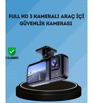 360° Kapsama Sahip Full HD Araç Kamerası 3’lü Kayıt Gece Görüşlü DashCam
