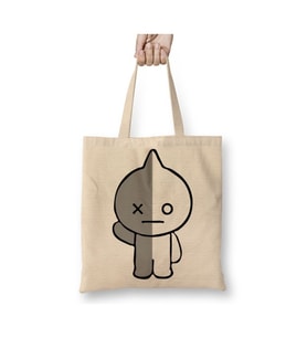 Bts Bt21 Van Beyaz Bez Çanta Uzun Saplı Alışveriş Çantası Plaj Çantası