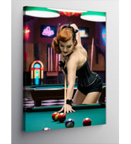 Kanvas Tablo Bilardo Oynayan Kadın
