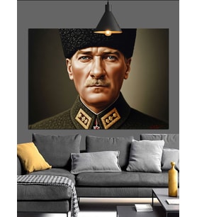 Cumhurbaşkanı Mustafa Kemal Atatürk Dekoratif Kanvas - Mdf Ahşap Tablo