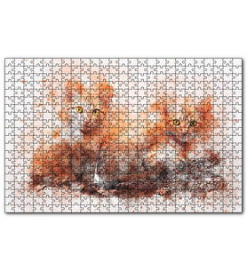 Cakapuzzle Suluboya Efekt Yavru Kediler Puzzle Yapboz MDF (Ahşap) (120 Parça)