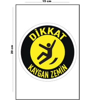 Metal Dikkat Kaygan Zemin - Yuvarlak 15 Cm x 20 Cm Uyarı Levhası Yönlendirme Tabelası