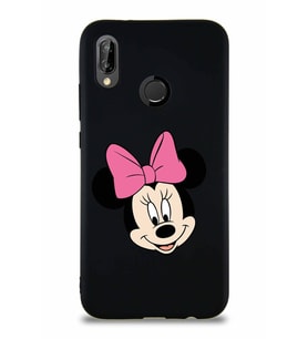 Huawei P20 Lite Soft Premier Kapak Minnie Mouse-C Tasarımlı Silikon Kılıf - Siyah (Şeffaf)