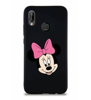 Huawei P20 Lite Soft Premier Kapak Minnie Mouse-C Tasarımlı Silikon Kılıf - Siyah (Şeffaf)
