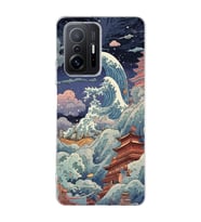 Redmi Mi 11T/Mi 11T Pro Uyumlu Kanagawa Dalga Kolaj Desenli Şeffaf Telefon Kılıfı