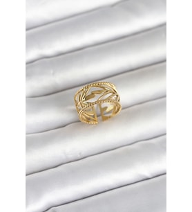 316L Çelik Gold Renk Başak Model Kadın Yüzük TJ-BYK4182