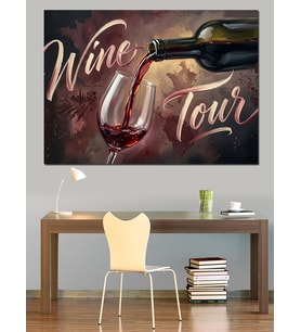 Kadehe Şarap Dökülen Wine Tour Dekoratif Kanvas - Mdf Ahşap Tablo