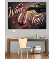 Kadehe Şarap Dökülen Wine Tour Dekoratif Kanvas - Mdf Ahşap Tablo