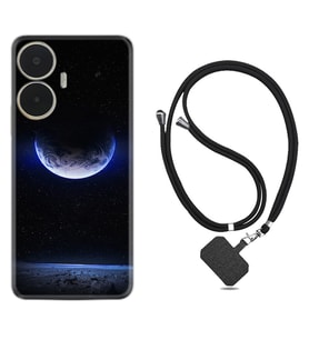 Realme C55 Kılıf Resimli Boyun Askılı İpli Desenli Silikon Series Midnight Moon 1802