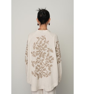 Kadın Sırt ve Kol İşlemeli Bohem Tarz Natur Oversize Kimono