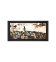 Galata ve Galata Kulesi Motifli Kanvas Tablo 50 x 70 cm Siyah Çerçeve