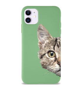 Apple iPhone 11 Uyumlu Lansman Kılıf Catface Tasarımlı Altı Kapalı İçi Kadife Kaplı Silikon Kapak (Şeffaf)